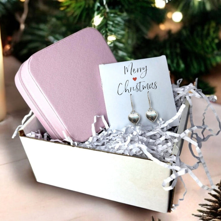 Silver Heart Earrings Gift Hamper