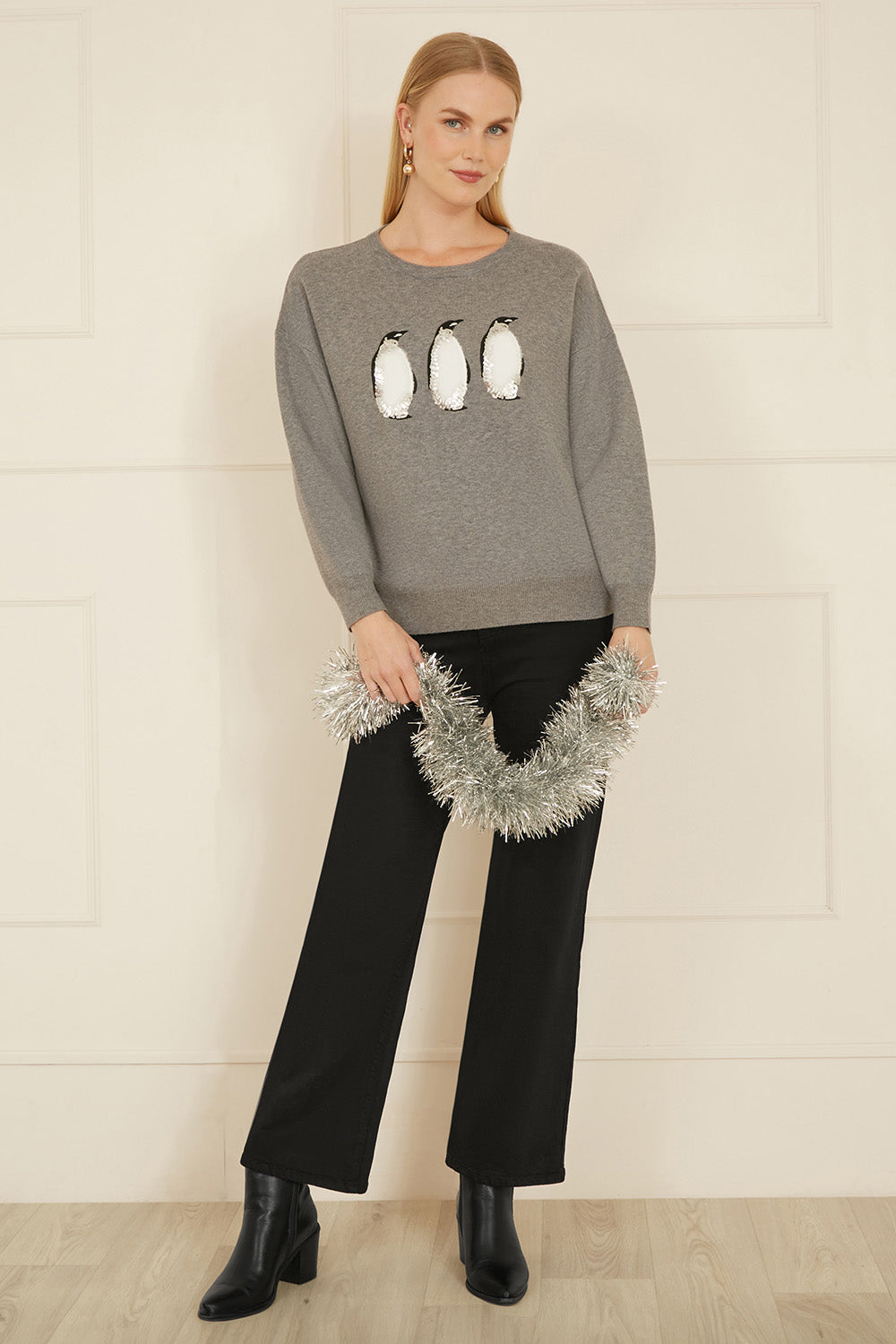 Grey Penguin Christmas Jumper