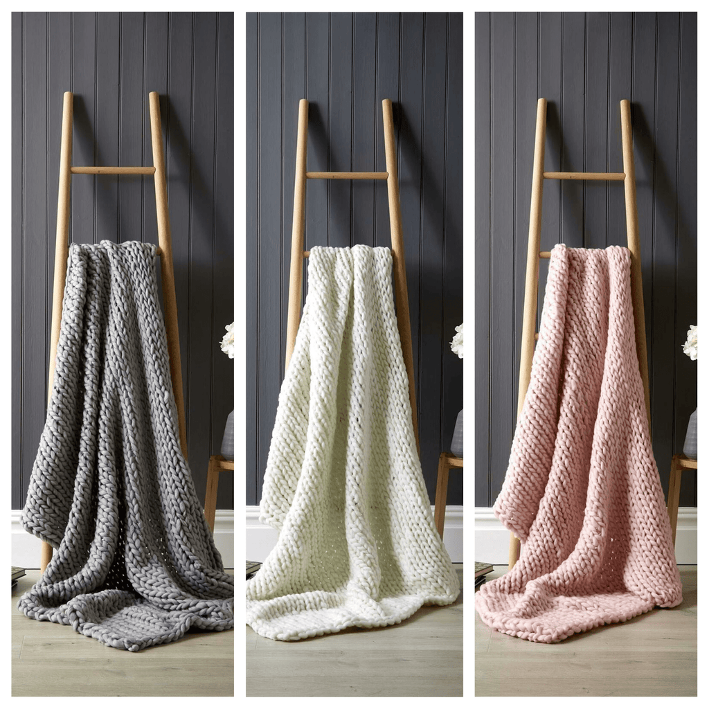 Chunky Cable Knit Throw Blanket