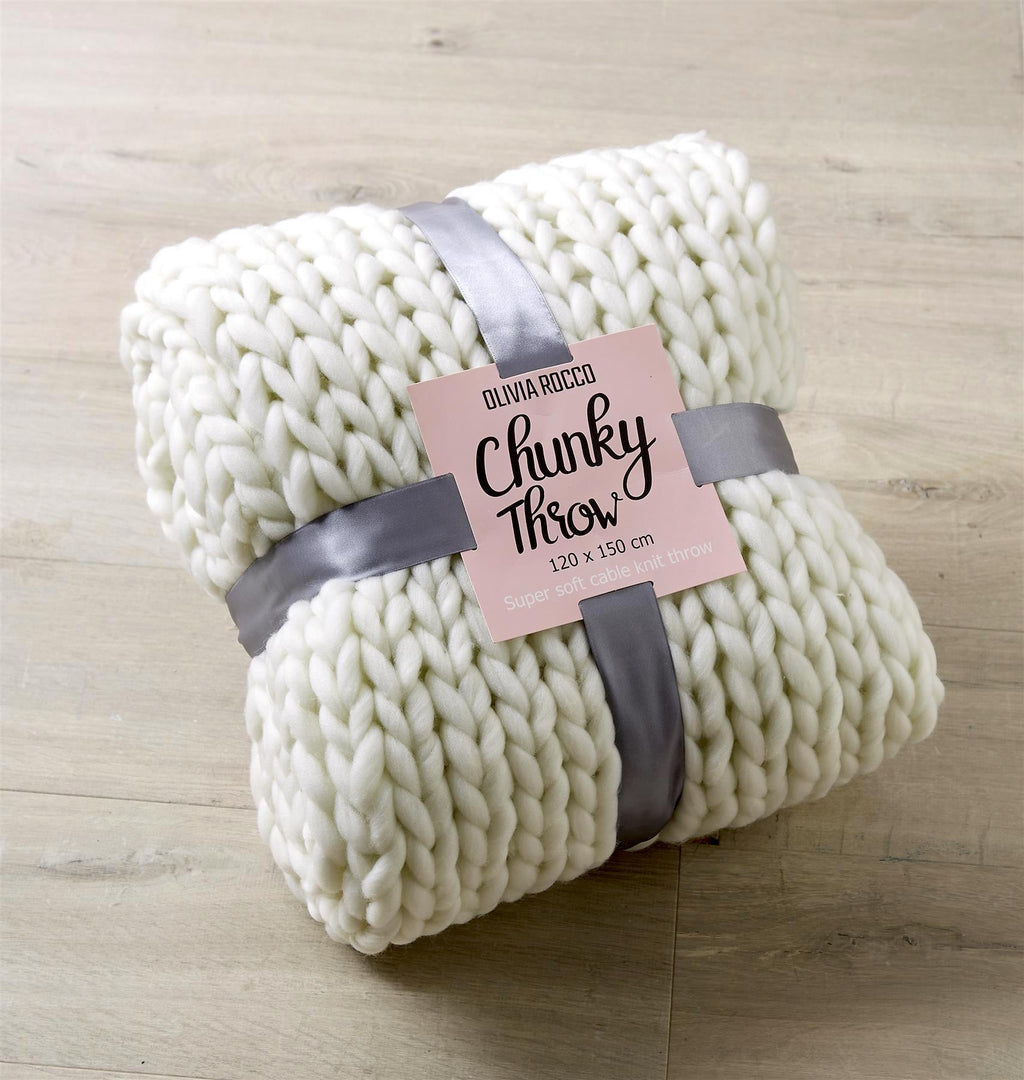 Chunky Cable Knit Throw Blanket