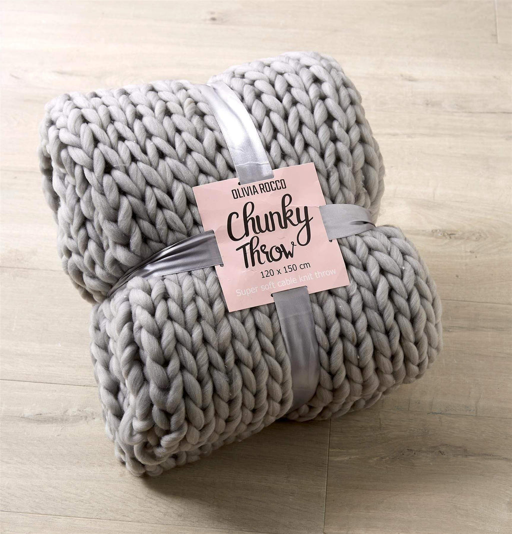 Chunky Cable Knit Throw Blanket