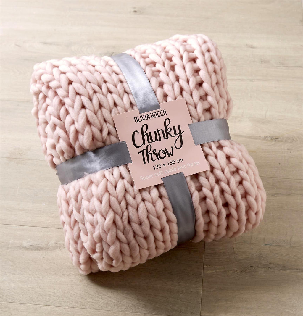 Chunky Cable Knit Throw Blanket