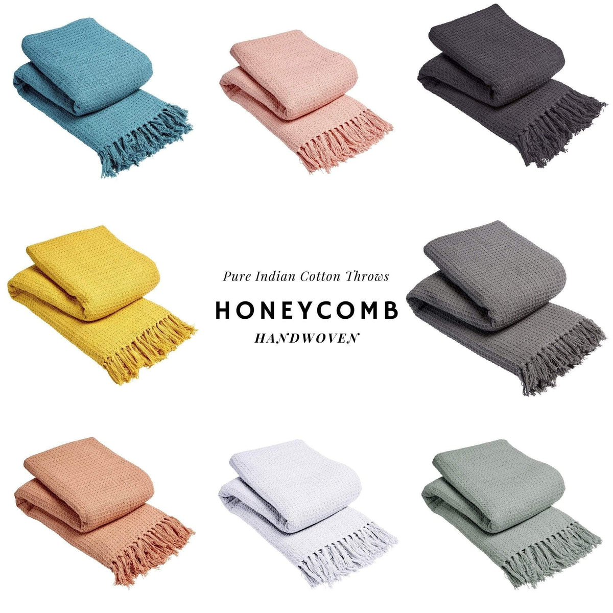 Handwoven Cotton Honeycomb Throw