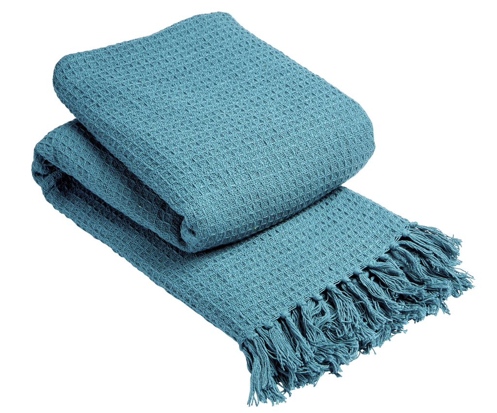 Handwoven Cotton Honeycomb Throw